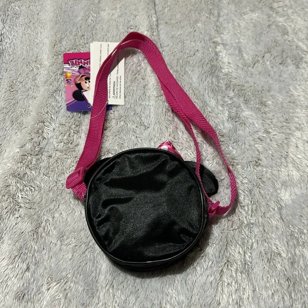 Disney Minnie Mouse round black white polka dot purse w/ adjustable strap nwt